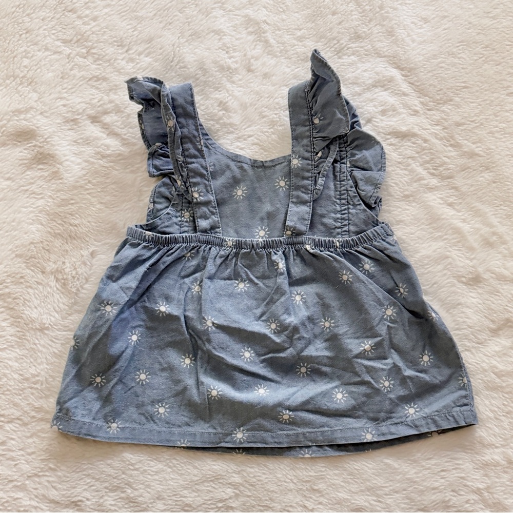 Carter’s 3 Piece Set Bodysuit Chambray Top Shorts Blue Pink Butterfly Size 24M - Picture 6 of 12